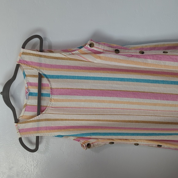 Westbound Multi Colored Vertical Linen Blend Midi Dress Size 1X - Picture 2 of 14